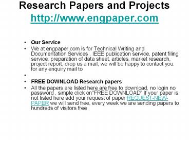 Research Papers and Projects http://www.engpaper.com