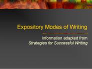 Expository Modes of Writing