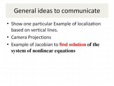 General ideas to communicate