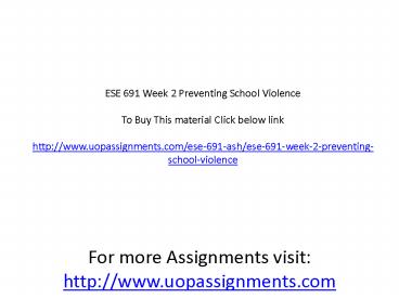 ESE 691 Week 2 Preventing School Violence