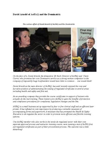 David Arnold of AoFAQ and the Dominatrix (1)