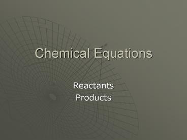 Chemical Equations