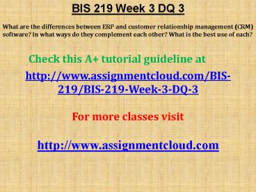 BIS 219 Week 3 DQ 3