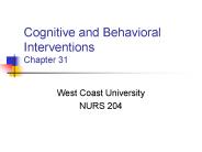 Cognitive and Behavioral Interventions Chapter 31