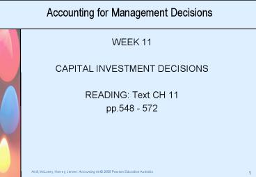 Accounting for Management Decisions