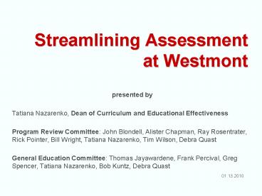 Streamlining Assessment at Westmont