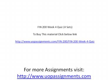 FIN 200 Week 4 Quiz (4 Sets)
