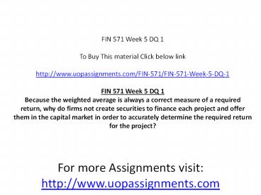 FIN 571 Week 5 DQ 1