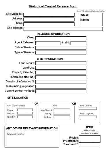Biological Control Release Form