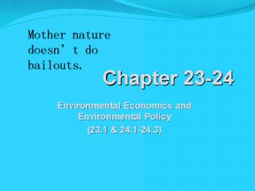 Environmental Economics and
