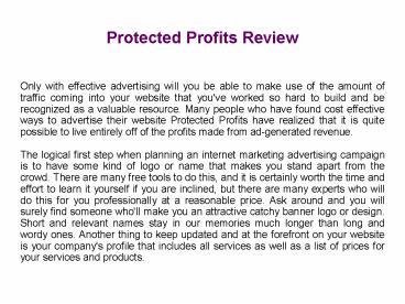Protected Profits Review