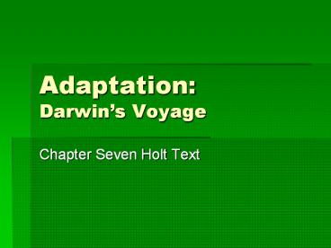 Adaptation: Darwin