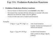 Exp 19A: Oxidation-Reduction Reactions