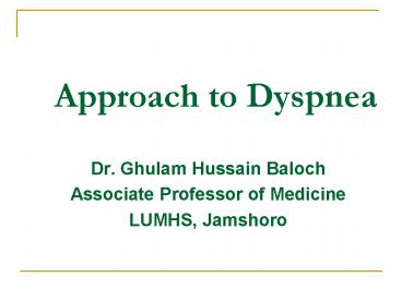 Approach to Dyspnea
