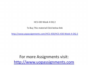 HCS 430 Week 4 DQ 2