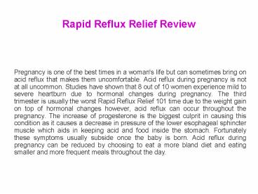 Rapid Reflux Relief 101 Review