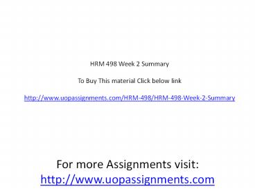 HRM 498 Week 2 Summary