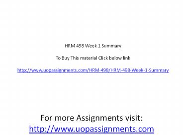HRM 498 Week 1 Summary