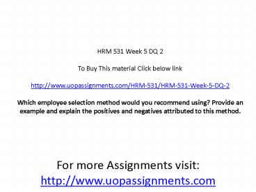 HRM 531 Week 5 DQ 2