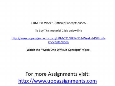 HRM 531 Week 1 Difficult Concepts Video