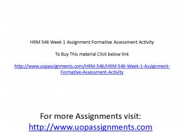 HRM 546 Week 1 Assignment Formative Assessment Activity