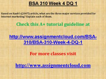 BSA 310 Week 4 DQ 1