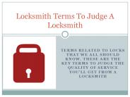 Technical Terms in Locksmithing