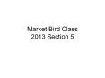 Market Bird Class 2013 Section 5 PowerPoint PPT Presentation