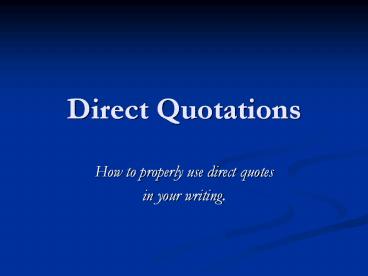 Direct Quotations