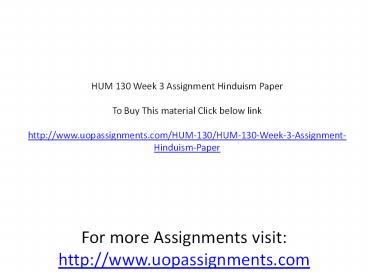 HUM 130 Week 3 Assignment Hinduism Paper