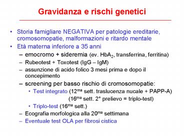 Gravidanza e rischi genetici