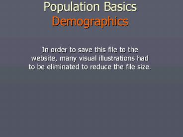 Population Basics Demographics