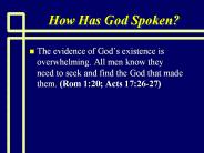 How Has God Spoken?
