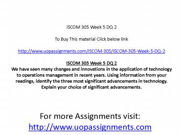 ISCOM 305 Week 5 DQ 2
