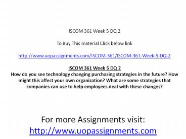 ISCOM 361 Week 5 DQ 2