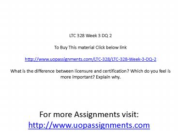 LTC 328 Week 3 DQ 2