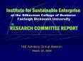 Institute for Sustainable Enterprise at the Silberman College of Business Fairleigh Dickinson University  RESEARCH COMMITTEE REPORT PowerPoint PPT Presentation