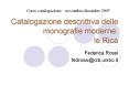 Catalogazione descrittiva delle monografie moderne: le Rica PowerPoint PPT Presentation