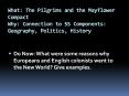 What: The Pilgrims and the Mayflower Compact Why: Connection to SS Components: Geography, Politics, History PowerPoint PPT Presentation
