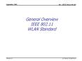 General Overview IEEE 802.11 WLAN Standard PowerPoint PPT Presentation