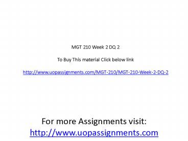 MGT 210 Week 2 DQ 2