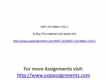 MGT 210 Week 2 DQ 1