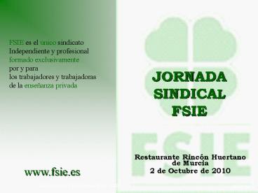 JORNADA SINDICAL FSIE