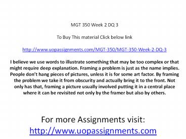 MGT 350 Week 2 DQ 3