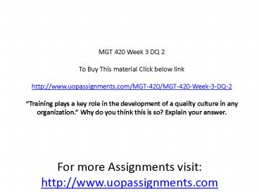 MGT 420 Week 3 DQ 2