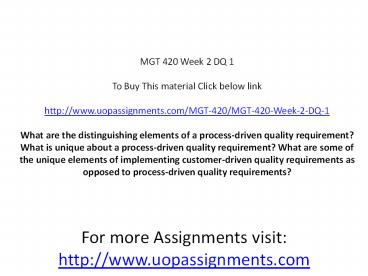 MGT 420 Week 2 DQ 1
