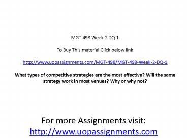 MGT 498 Week 2 DQ 1