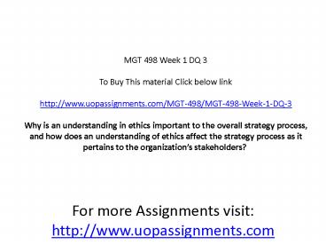 MGT 498 Week 1 DQ 3