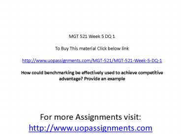 MGT 521 Week 5 DQ 1