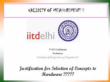 VALIDITY OF MEASUREMENT S